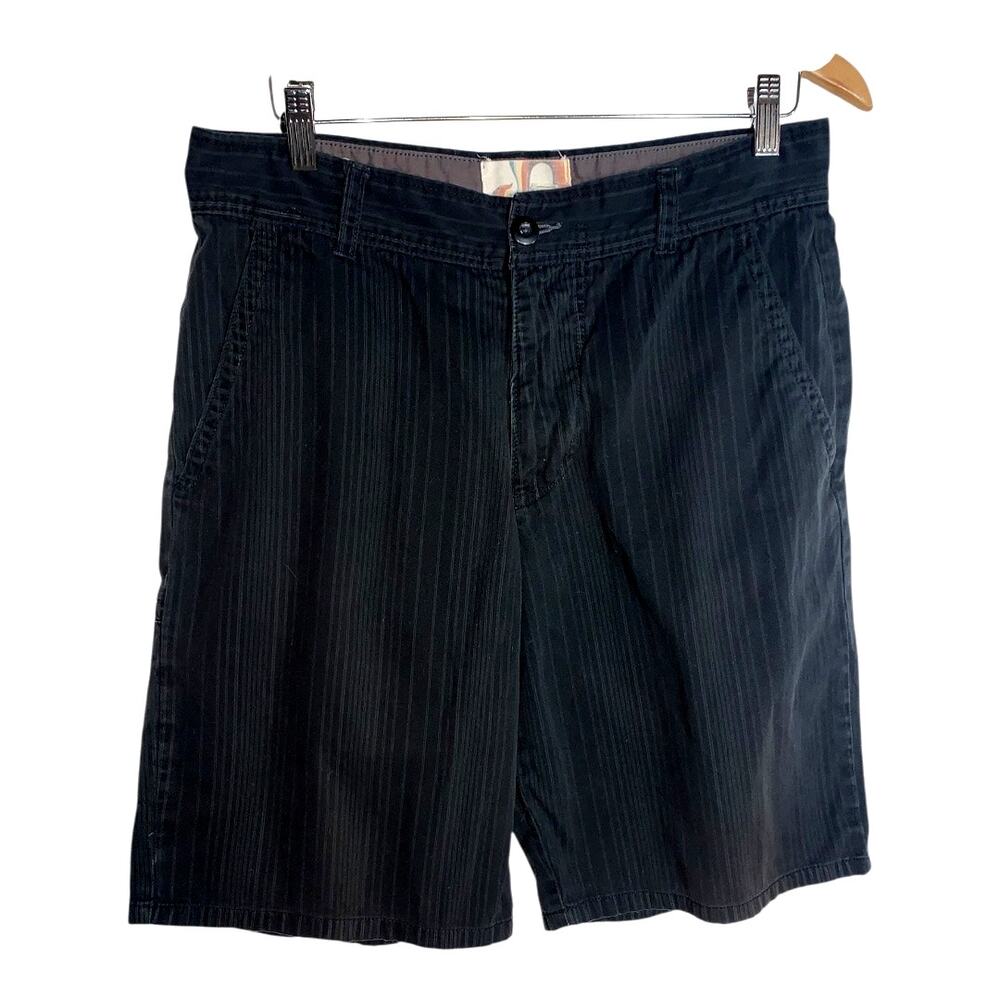 Ocean Pacific OP Men's Flat Front Black/ Gray Pinstripe Chino Cotton Shorts 34 - Picture 1 of 5